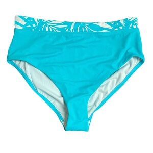 Swimsuits For All Blue Bikini Bottoms with Tropical Pattern‎ NWT